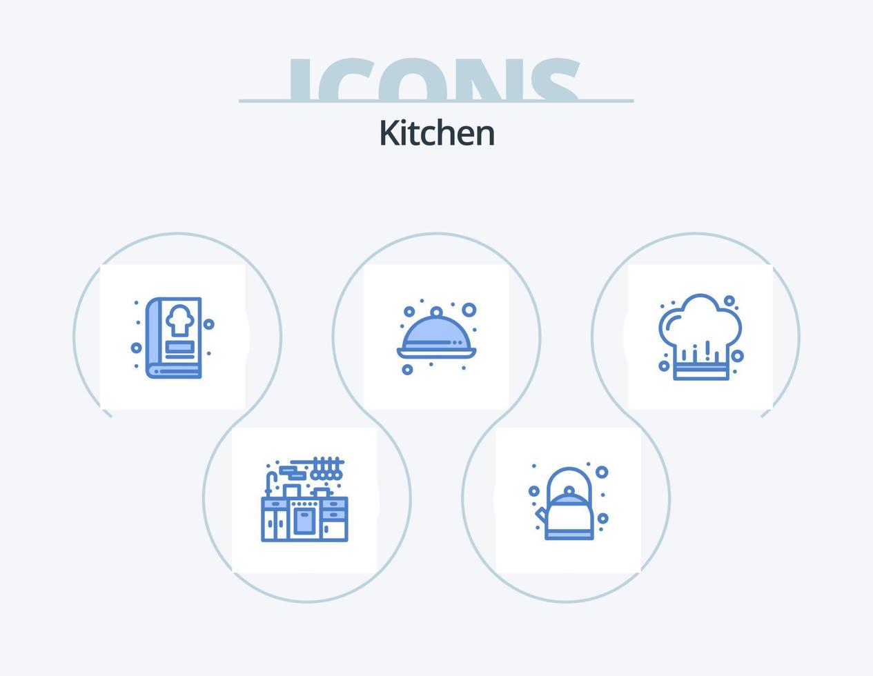 keuken blauw icoon pak 5 icoon ontwerp. restaurant. koken. voedsel. cafe. maaltijd vector