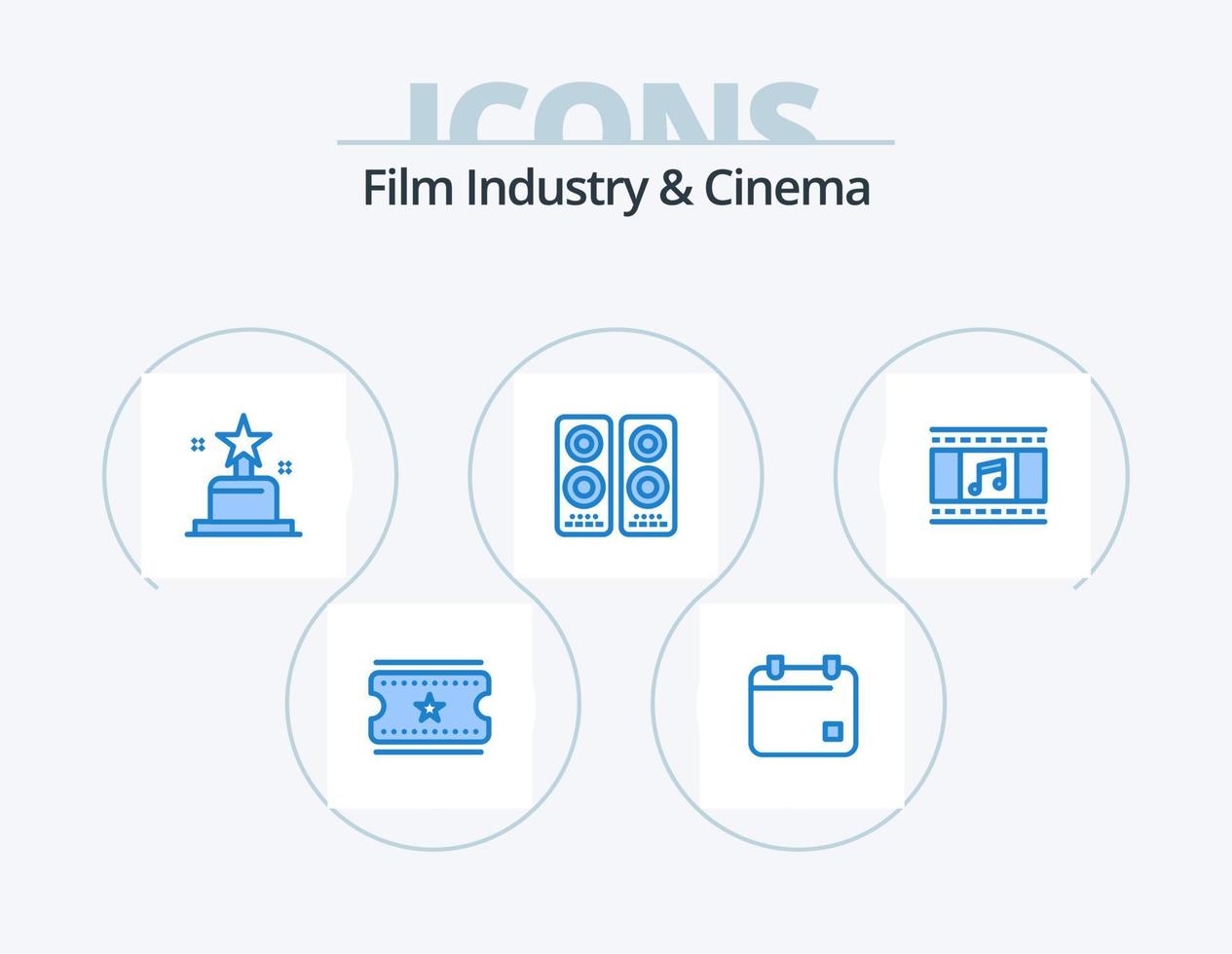 cenima blauw icoon pak 5 icoon ontwerp. filmstrip. film. bioscoop. animatie. film vector