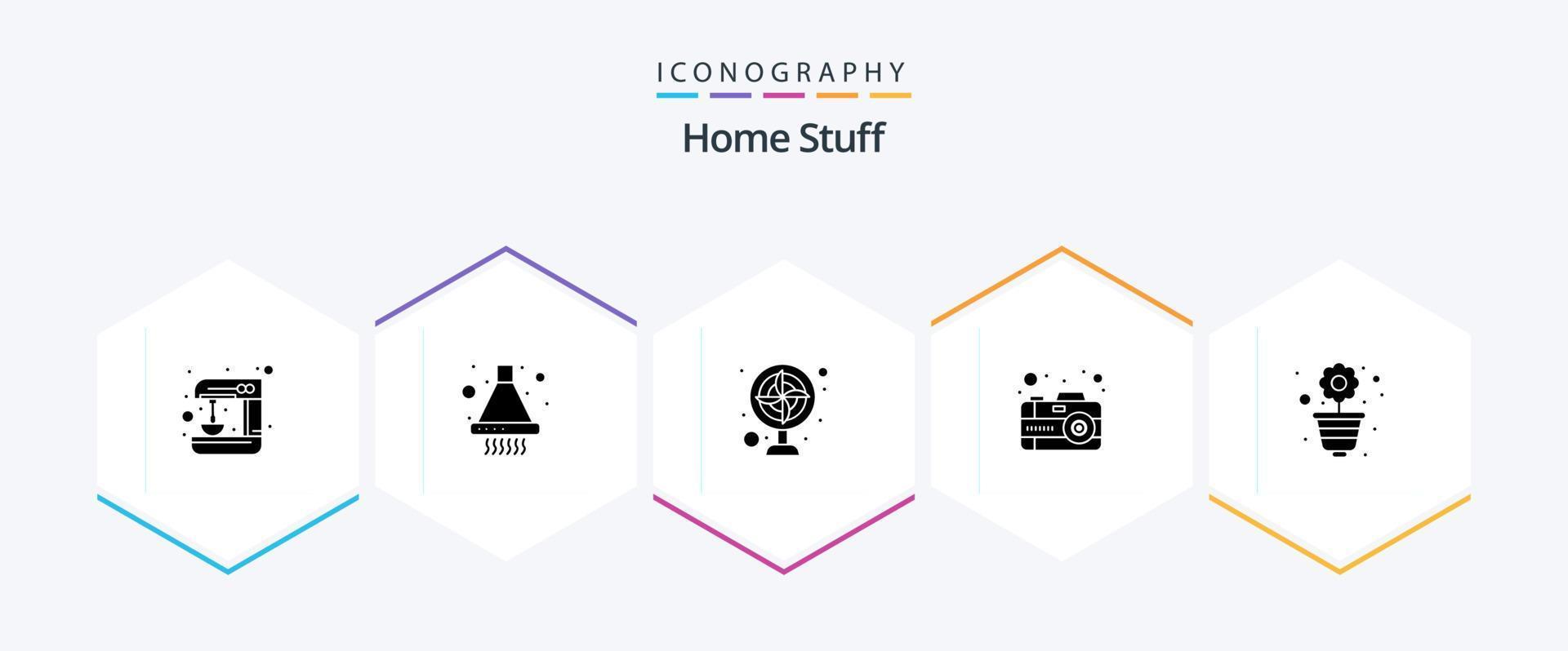 huis dingen 25 glyph icoon pak inclusief bloem. afbeelding. apparaat. afbeelding. camera vector