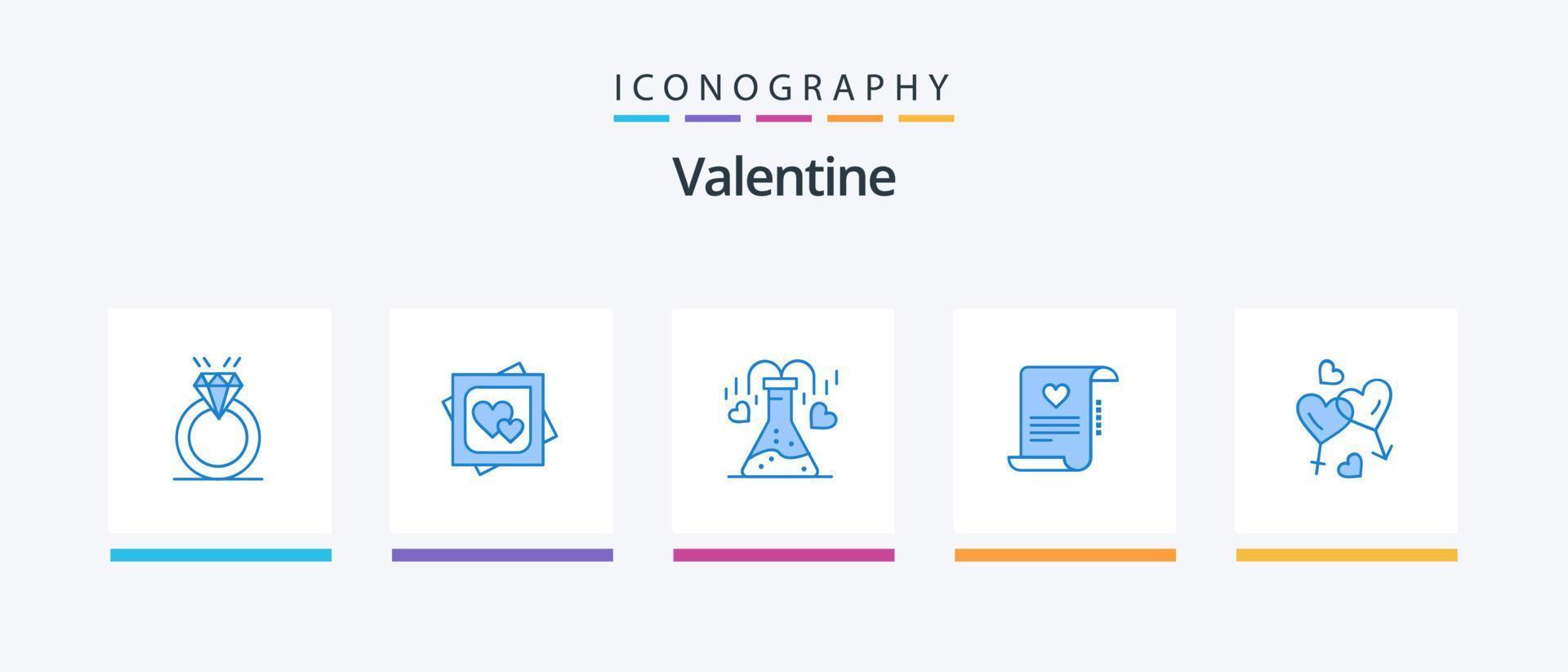 Valentijn blauw 5 icoon pak inclusief liefde brief. papier. huwelijk kaart. brief. hart. creatief pictogrammen ontwerp vector