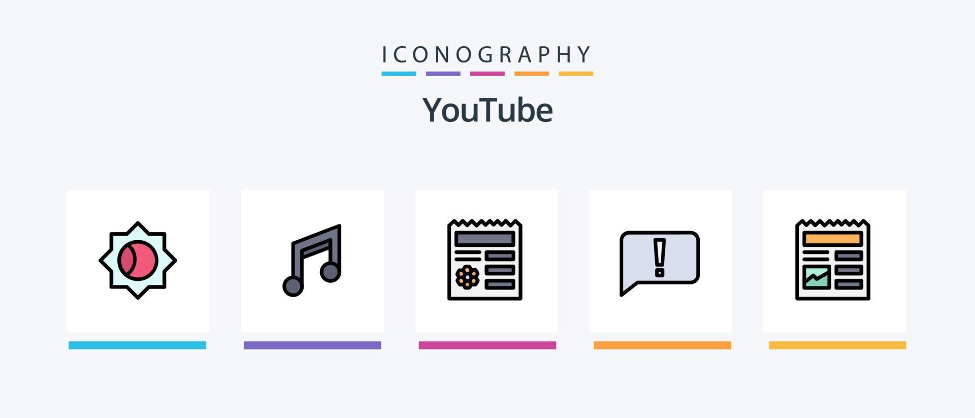 youtube lijn gevulde 5 icoon pak inclusief versnelling. wetenschap. essentieel. teken. bio. creatief pictogrammen ontwerp vector