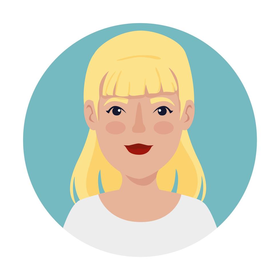 mooie vrouw blond haar in frame cirkelvormige avatar karakter vector