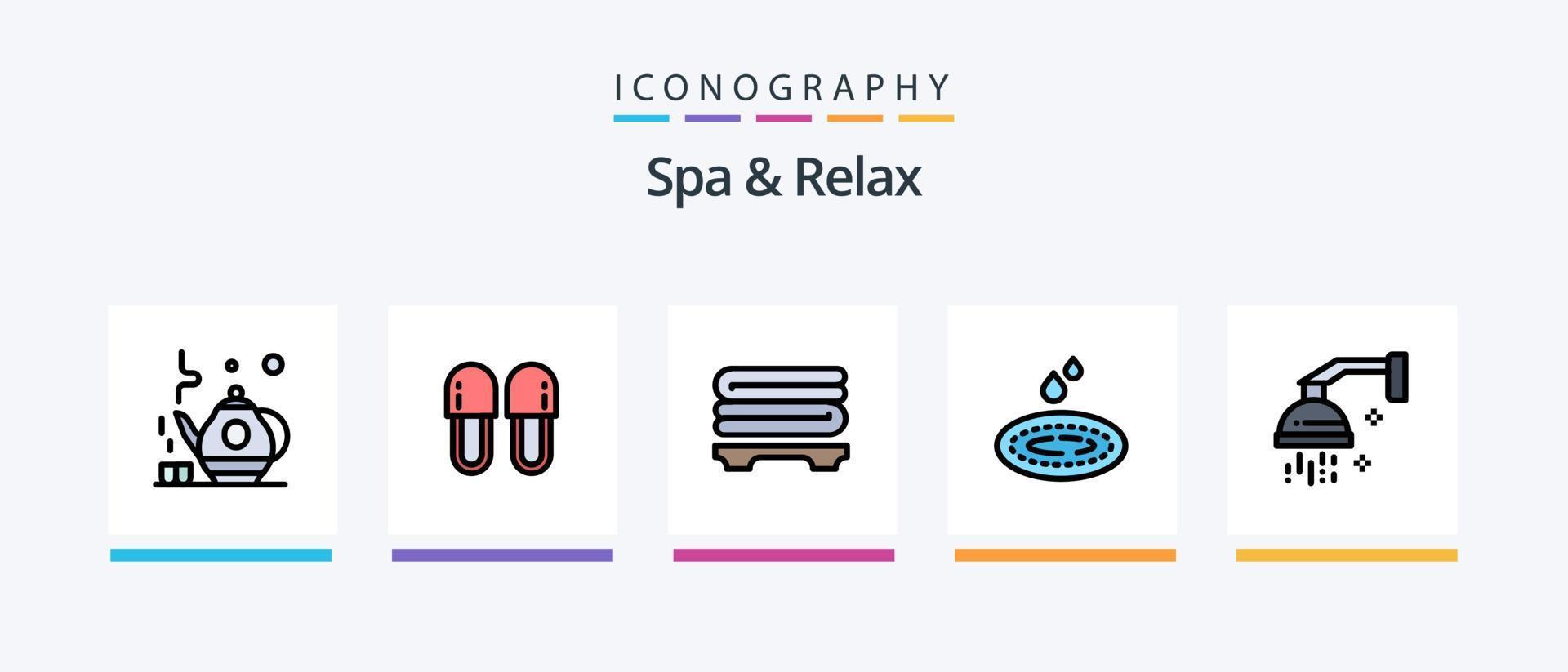 spa en kom tot rust lijn gevulde 5 icoon pak inclusief Woud . masker. ontspanning. poetsen. creatief pictogrammen ontwerp vector