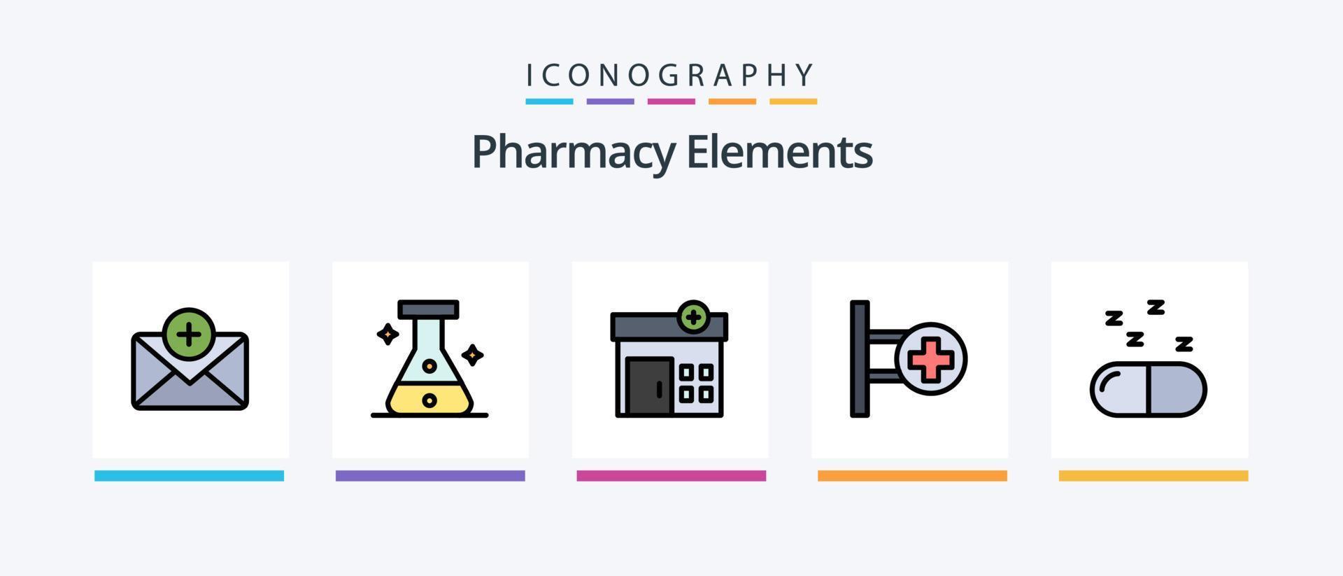 apotheek elementen lijn gevulde 5 icoon pak inclusief tablet . test . plus. hart verslaan. creatief pictogrammen ontwerp vector