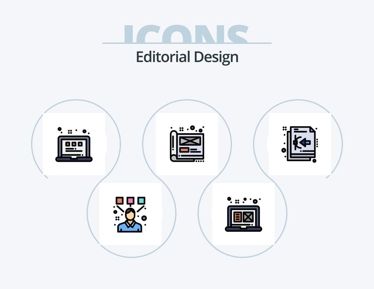 redactioneel ontwerp lijn gevulde icoon pak 5 icoon ontwerp. presentatie. grafiek. bladzijde. kunst. tablet vector