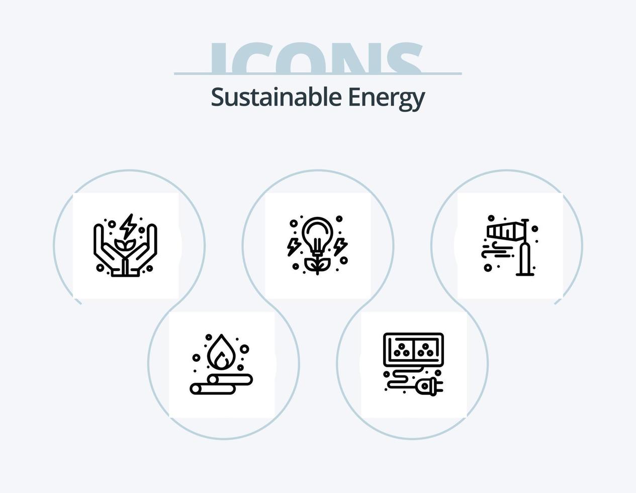 duurzame energie lijn icoon pak 5 icoon ontwerp. lucht. stroom. olie. energie. fabriek vector