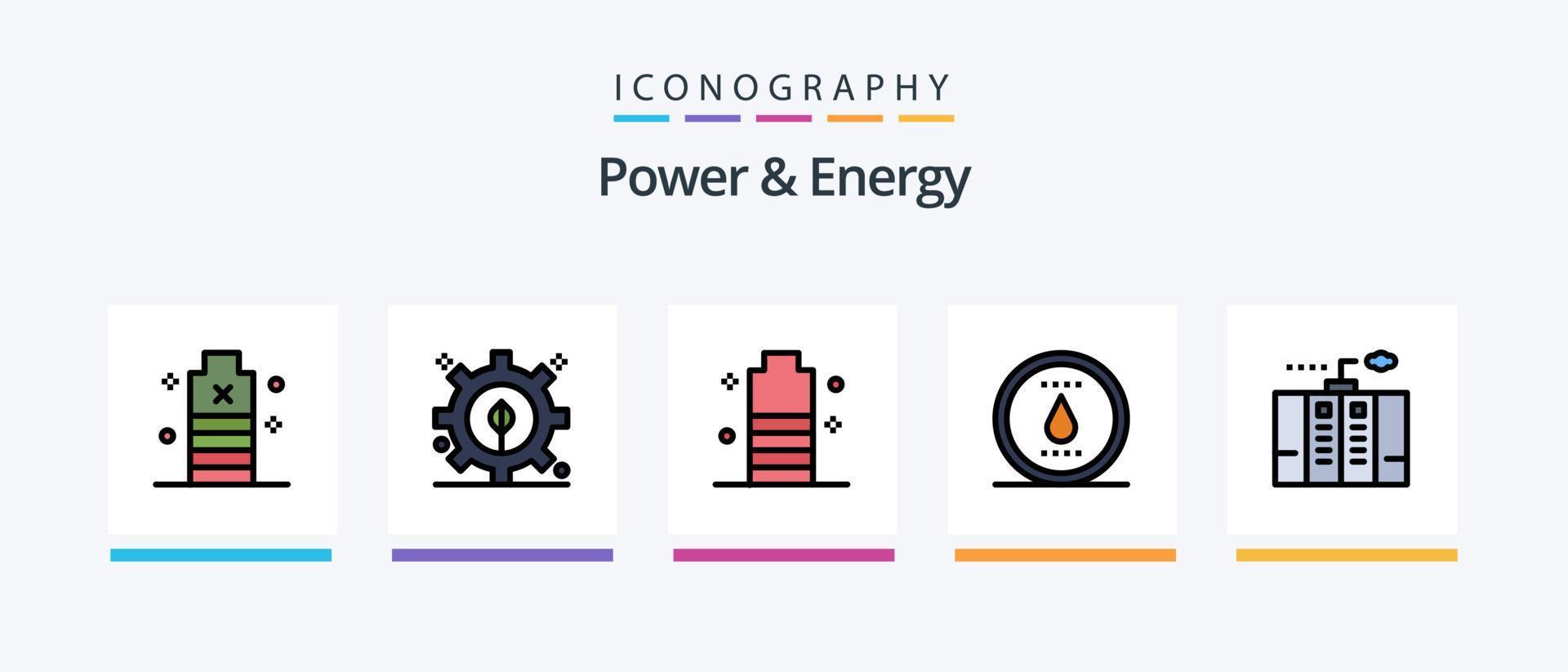macht en energie lijn gevulde 5 icoon pak inclusief benzine. energie. elektriciteit. stroom. essentieel. creatief pictogrammen ontwerp vector
