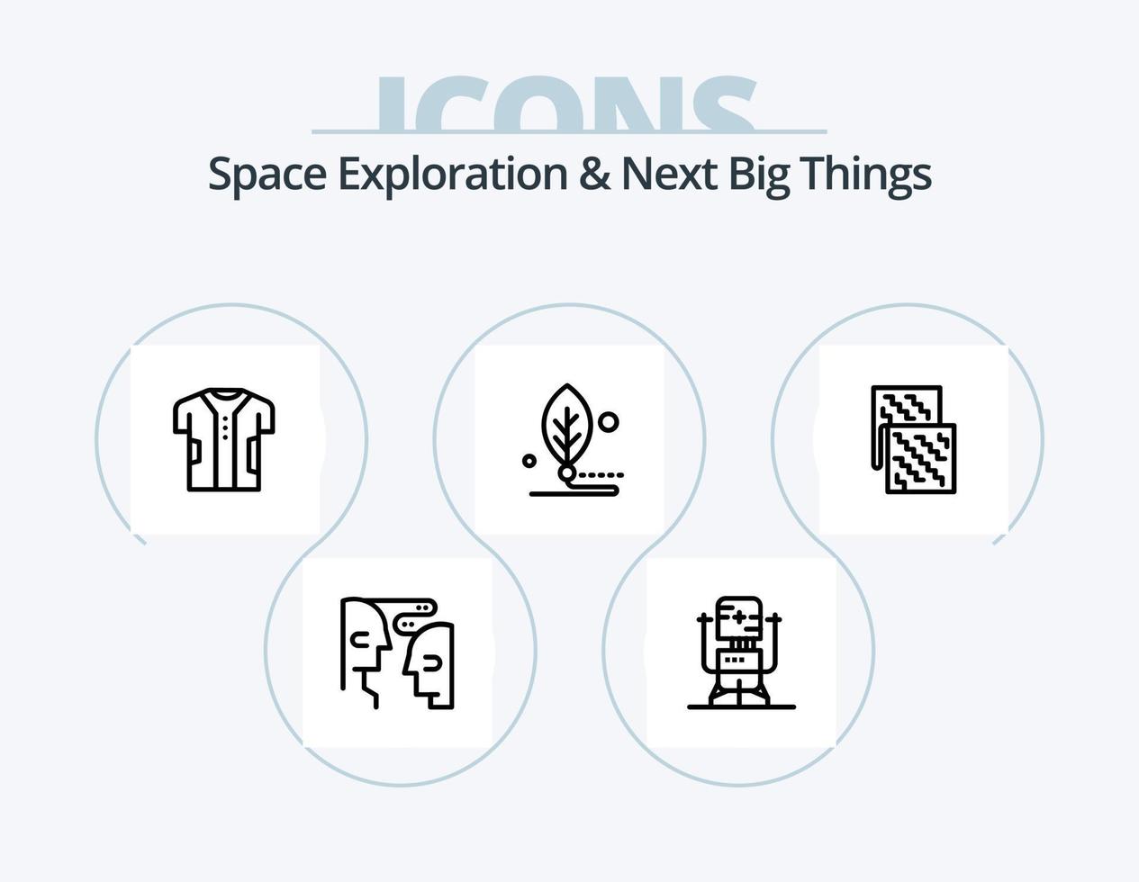 ruimte exploratie en De volgende groot dingen lijn icoon pak 5 icoon ontwerp. verbinding. denken. omgeving. groot. wereld vector