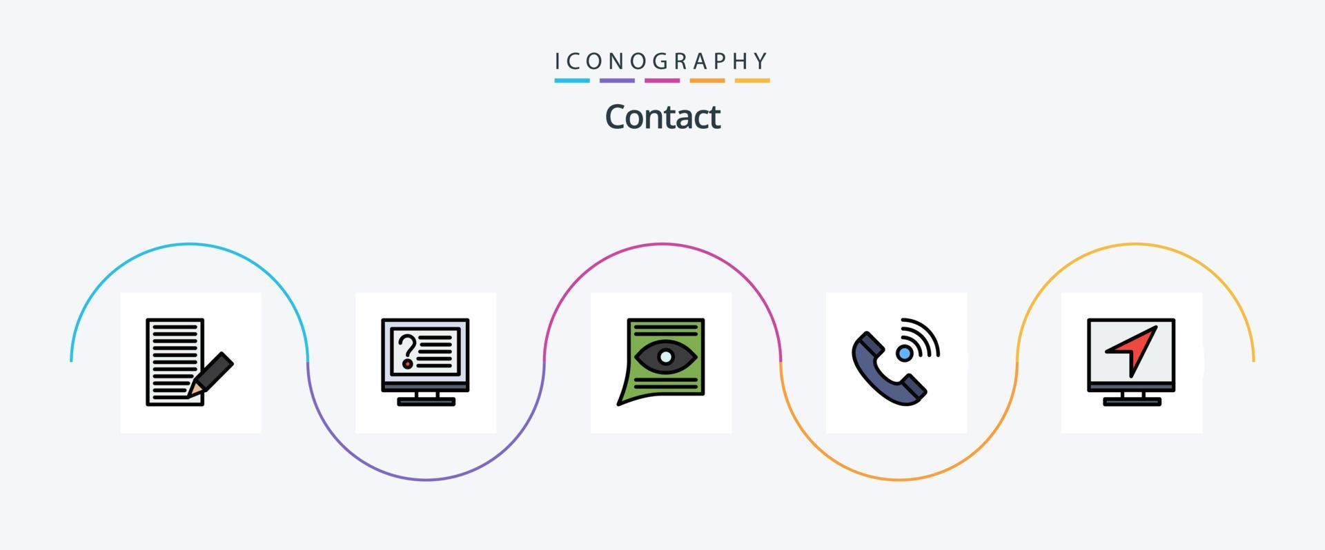contact lijn gevulde vlak 5 icoon pak inclusief contact ons. telefoongesprek. informatie. postvak IN. contact ons vector