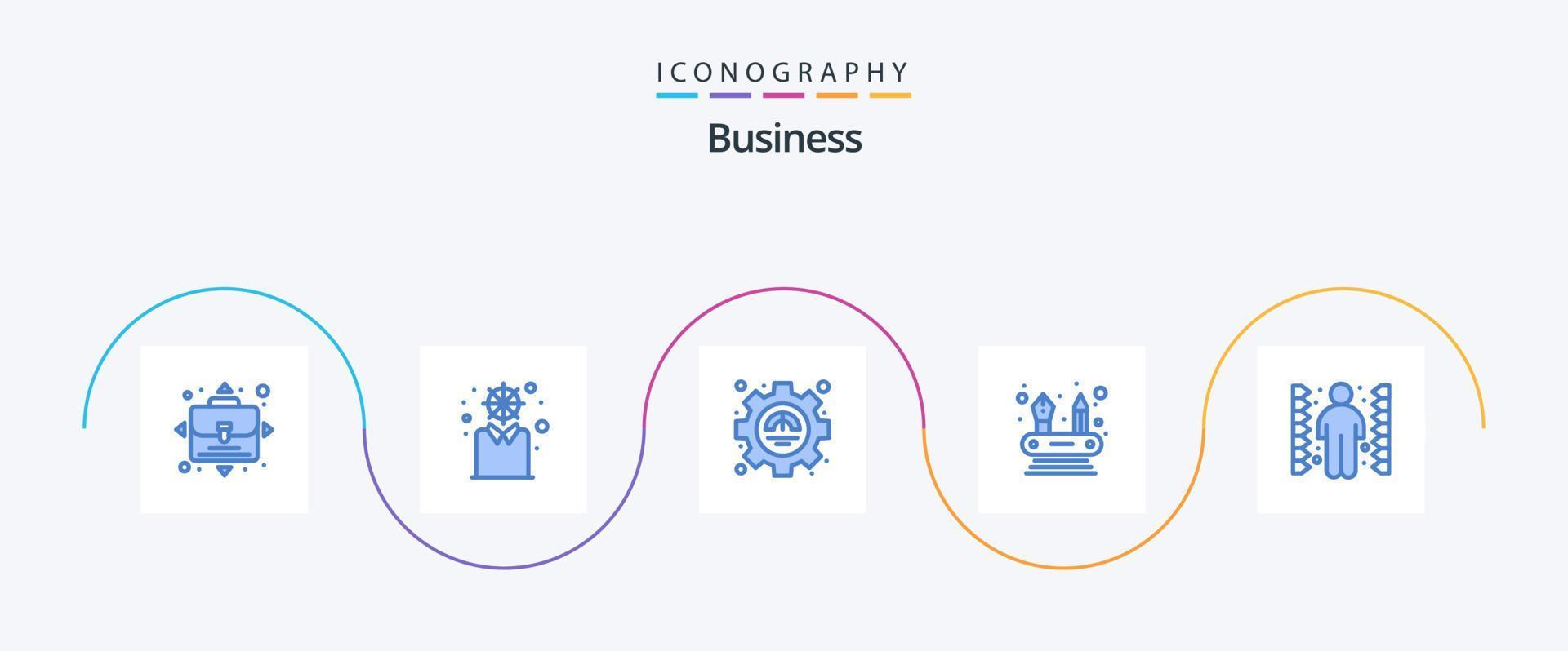 bedrijf blauw 5 icoon pak inclusief taak. complicatie. excellentie. uitdaging. competenties vector