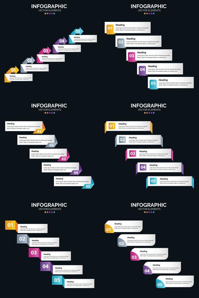 onze vector 6 infographics pak omvat alles u nodig hebben naar creëren een professioneel presentatie.