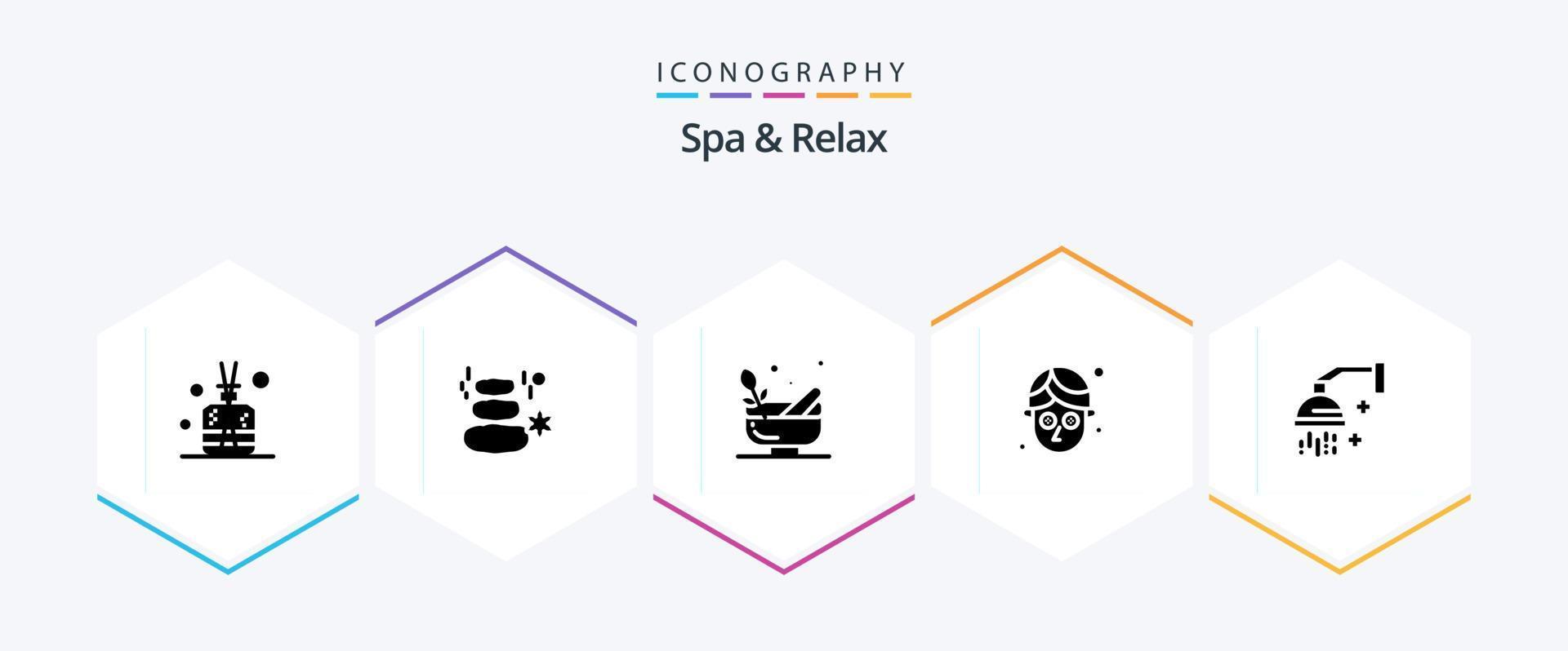 spa en kom tot rust 25 glyph icoon pak inclusief komkommer . spa. spa . kom . slijpen vector