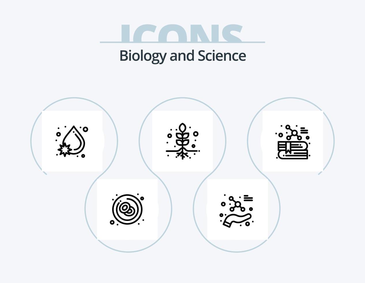 biologie lijn icoon pak 5 icoon ontwerp. wetenschap. atoom. groei. beschermen. onderwijs vector