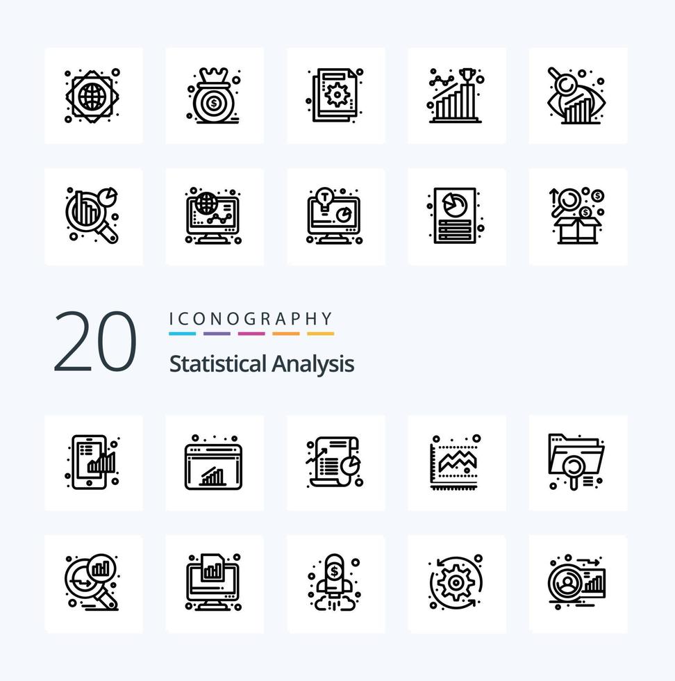 20 statistisch analyse lijn icoon pak Leuk vinden statistieken diagram web diagram taart vector