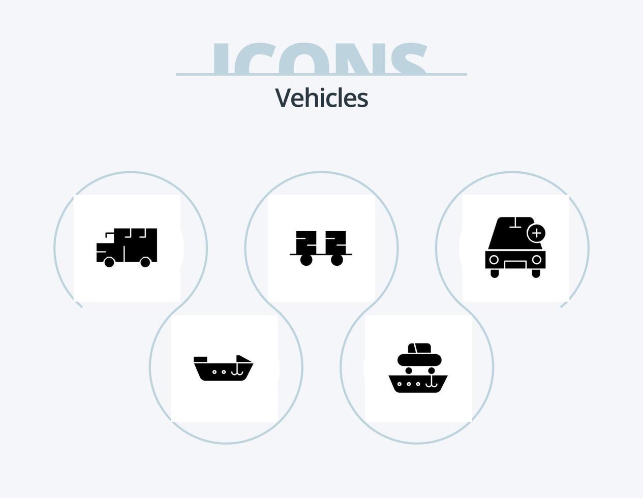 voertuigen glyph icoon pak 5 icoon ontwerp. toevoegen. heftruck vrachtwagen. bus. heftruck. rups- voertuigen vector