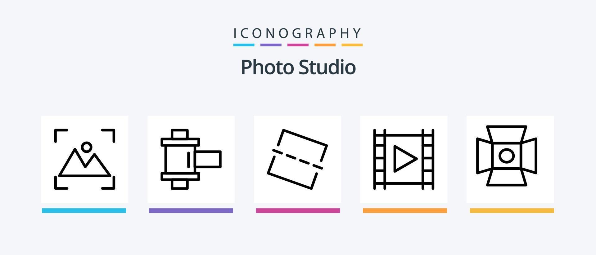 foto studio lijn 5 icoon pak inclusief schaduw. bewerken. focus. vol schaduw. licht. creatief pictogrammen ontwerp vector