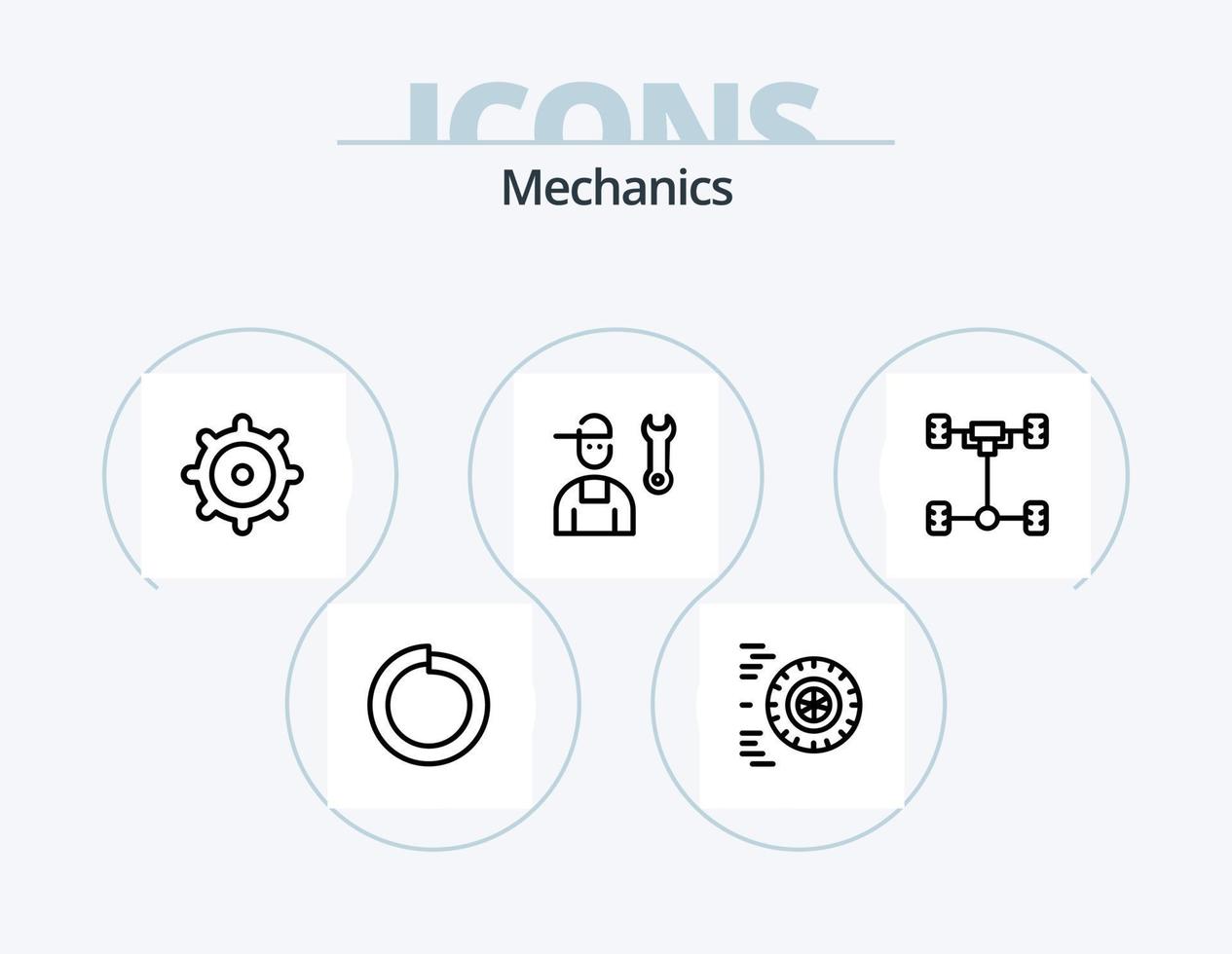 mechanica lijn icoon pak 5 icoon ontwerp. . versnelling. vector