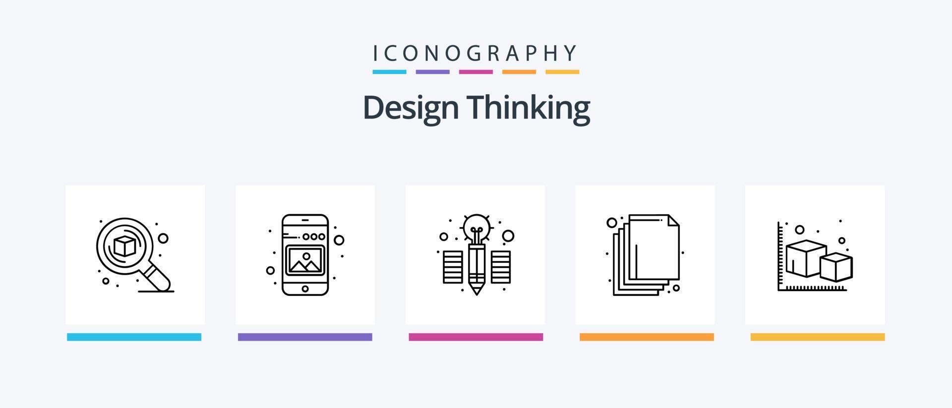 ontwerp denken lijn 5 icoon pak inclusief zoeken. ontwerp. kiezer. voorwerp. kubus. creatief pictogrammen ontwerp vector