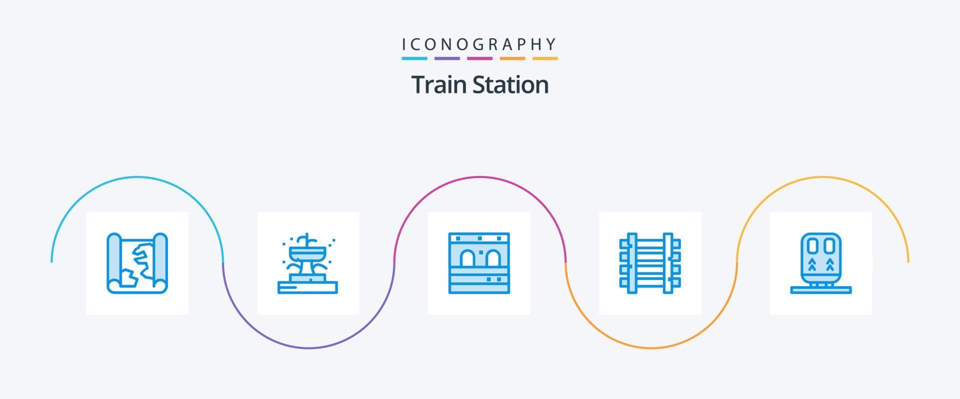trein station blauw 5 icoon pak inclusief trein. rug. deur. vervoer. station vector