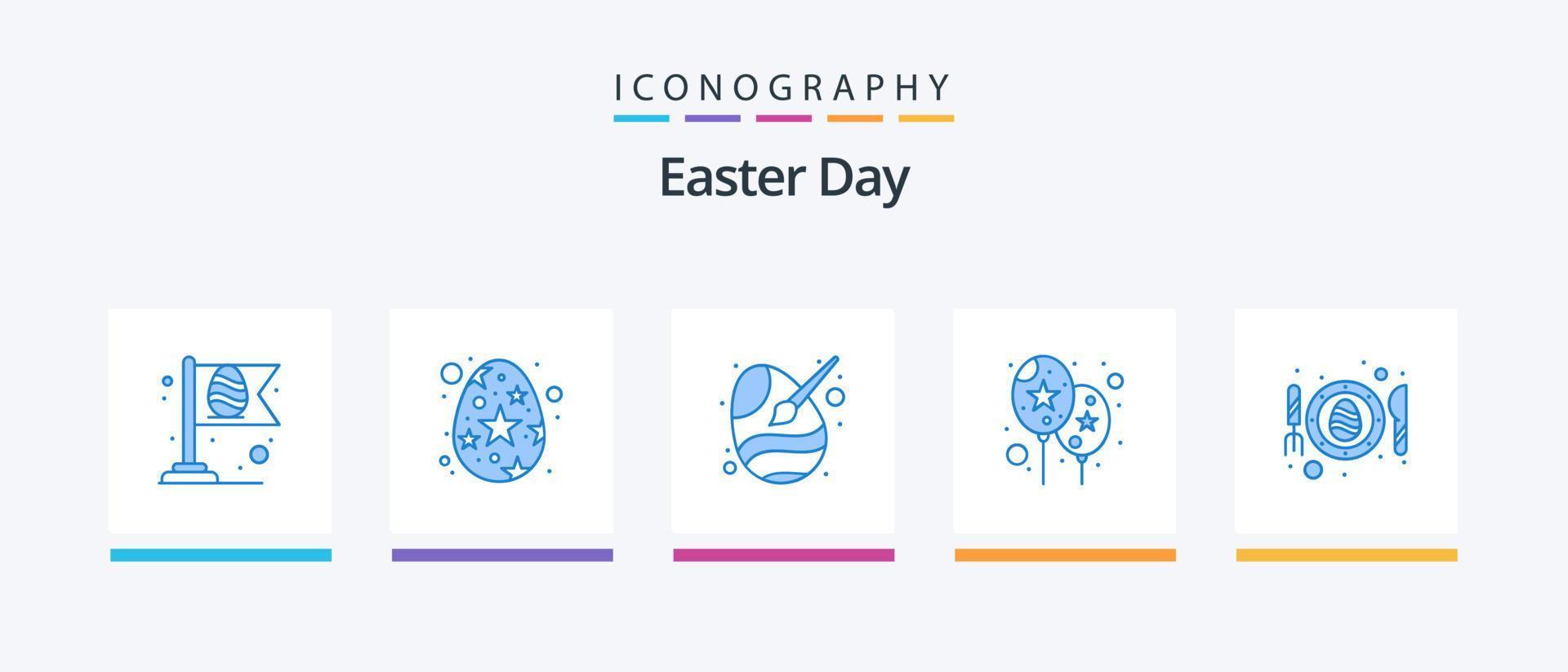 Pasen blauw 5 icoon pak inclusief gebakken. festival. verf borstel. evenement. verf. creatief pictogrammen ontwerp vector