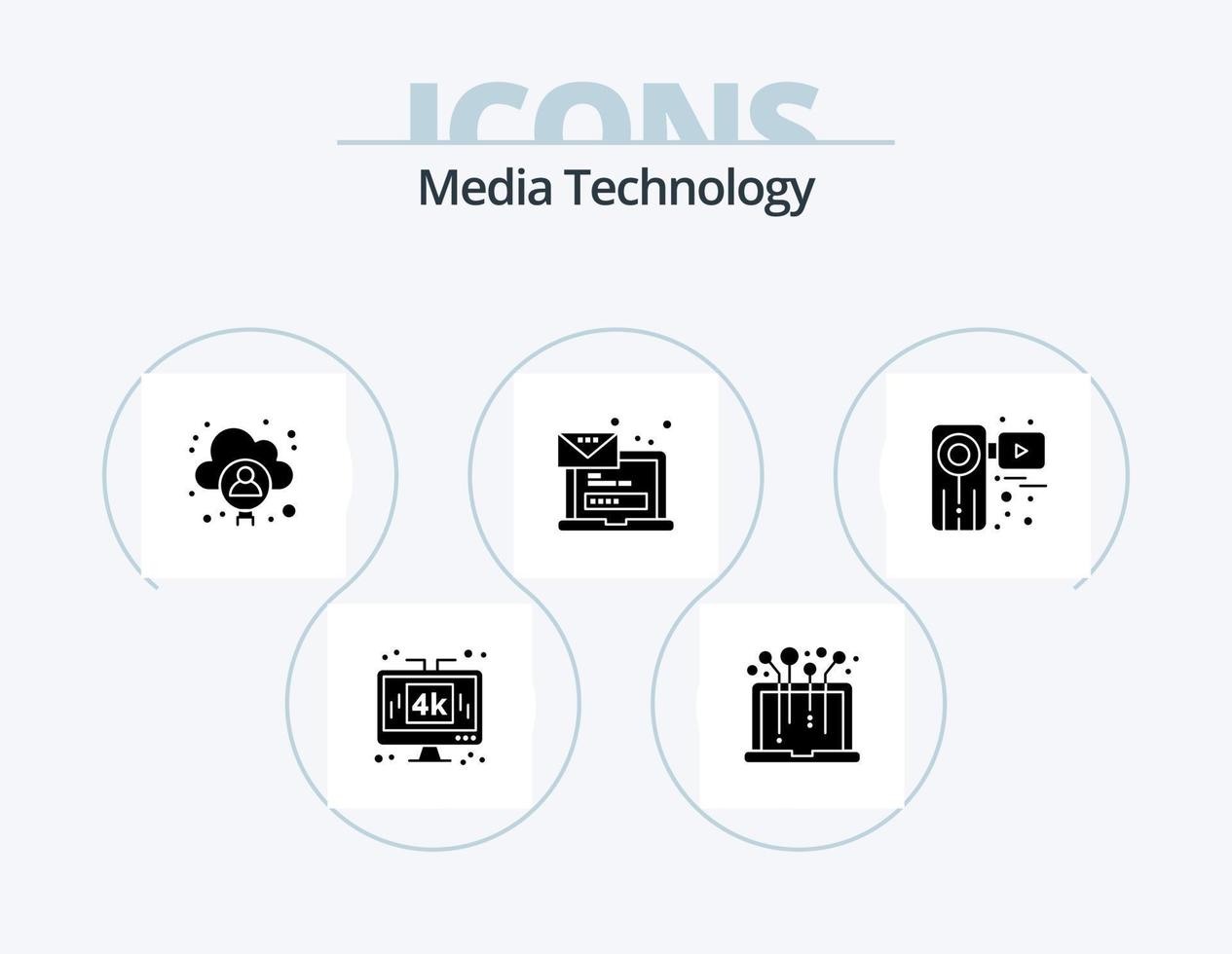 media technologie glyph icoon pak 5 icoon ontwerp. Log in. laptop. systeem. e-mail. gebruiker vector