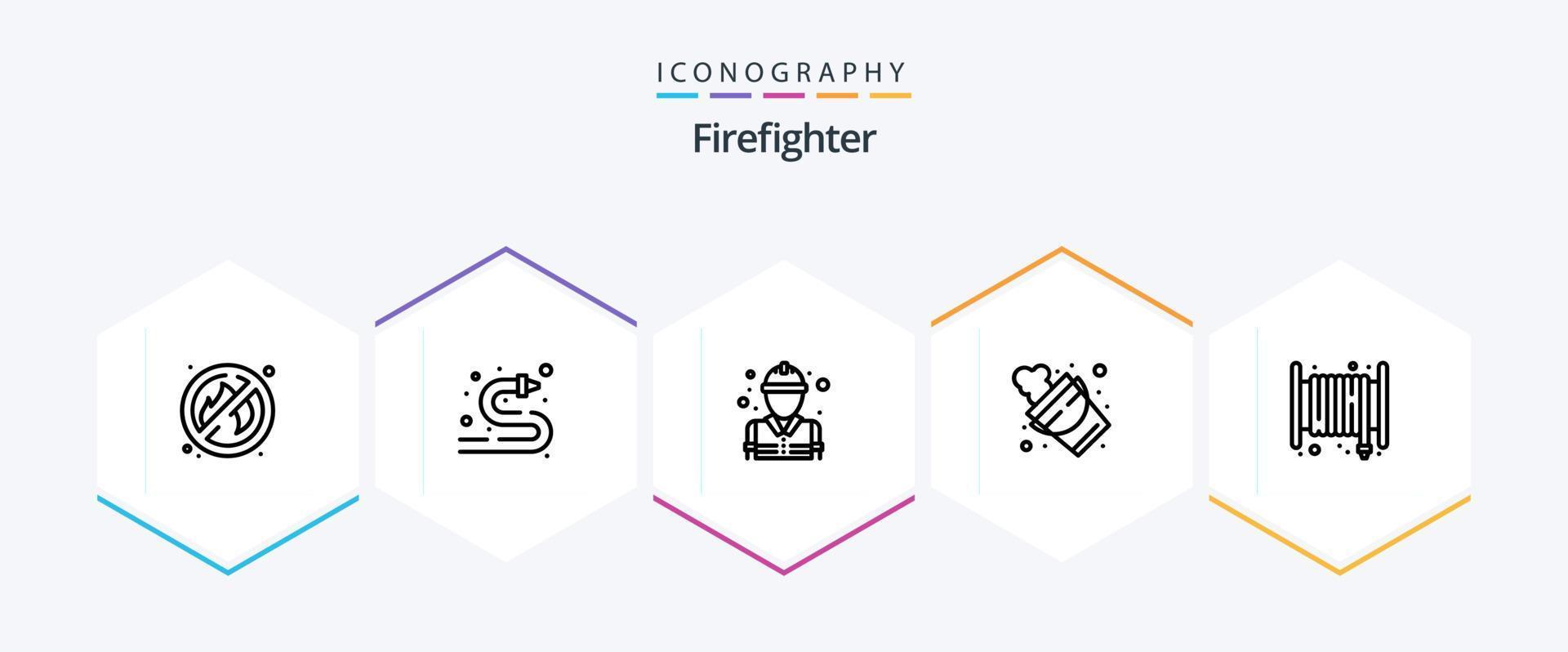 brandweerman 25 lijn icoon pak inclusief brand. alarm. brand. hulpmiddel. brand vector