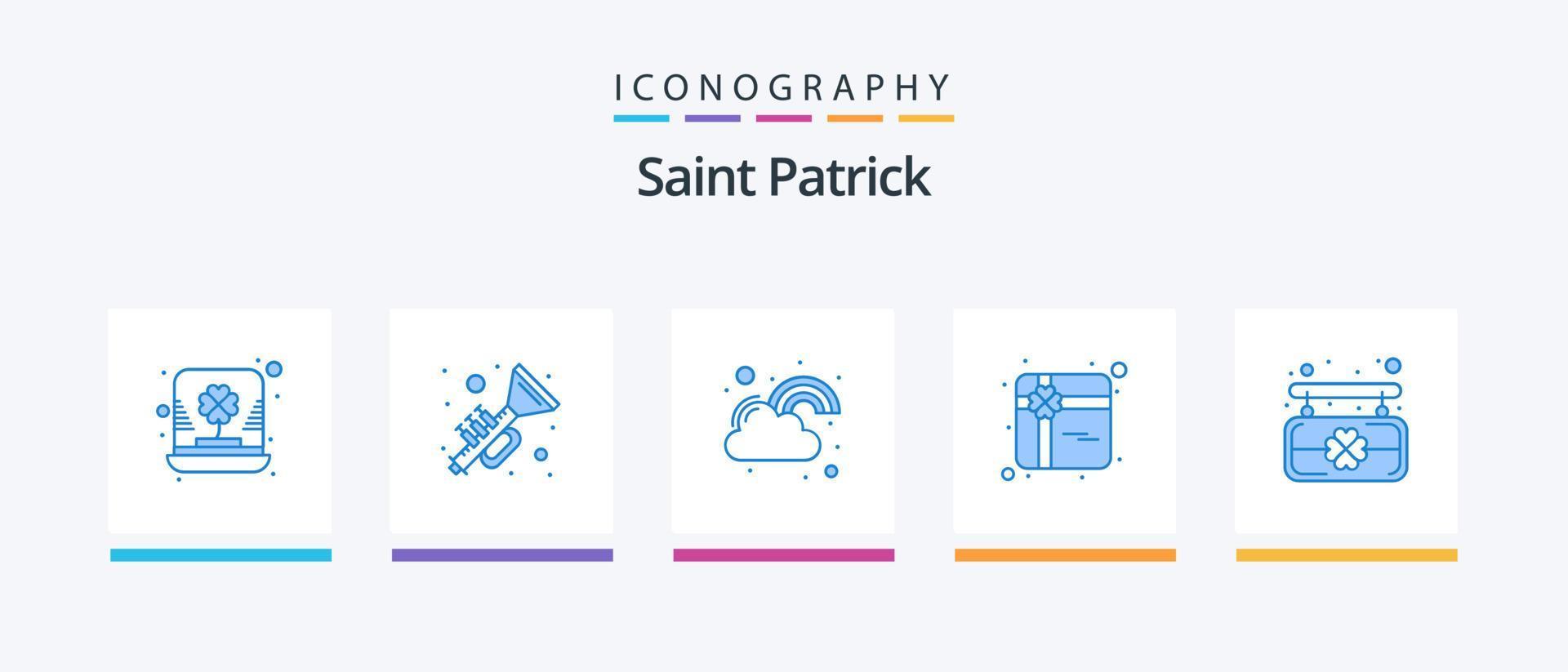 heilige Patrick blauw 5 icoon pak inclusief bord. winkelen. muziek. geschenk. geluk. creatief pictogrammen ontwerp vector