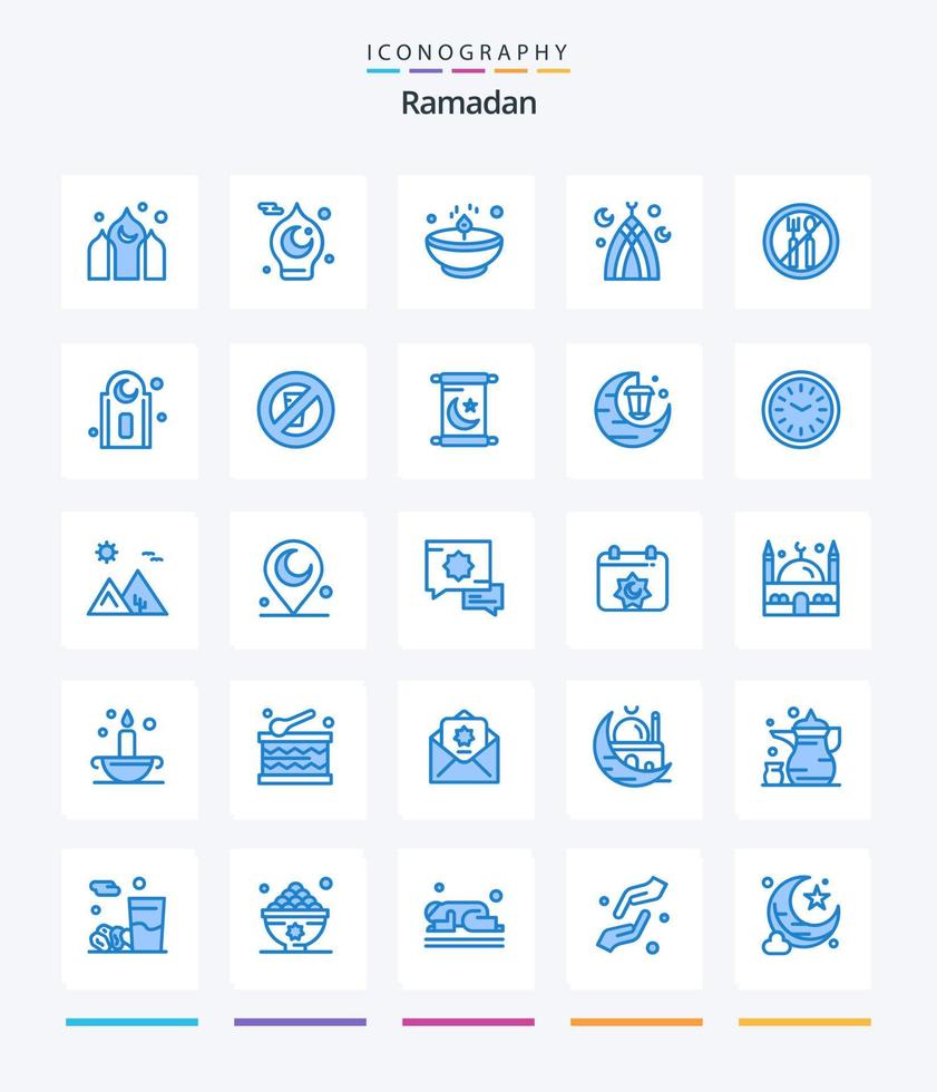 creatief Ramadan 25 blauw icoon pak zo net zo moslim. maand. Ramadan. islamitisch. lamp vector