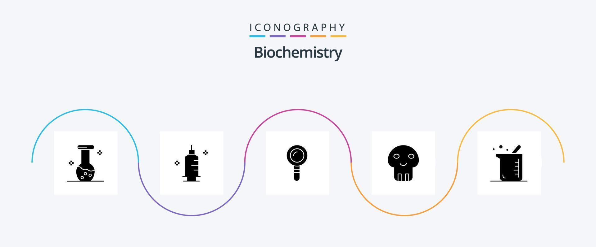 biochemie glyph 5 icoon pak inclusief biochemie. dood. zoeken. gevaarlijk. biochemie vector