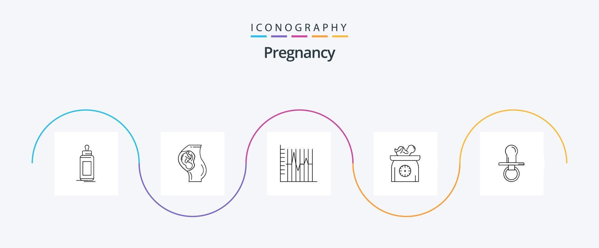 zwangerschap lijn 5 icoon pak inclusief baby. herstel. baby. geduldig. verslag doen van vector