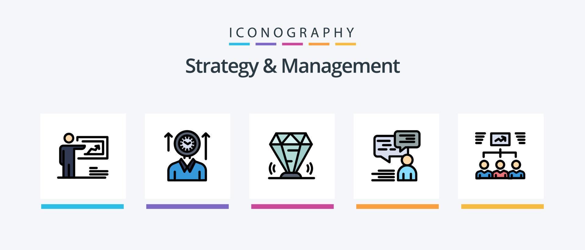 strategie en beheer lijn gevulde 5 icoon pak inclusief toren. kasteel. functie. Mens. steun. creatief pictogrammen ontwerp vector