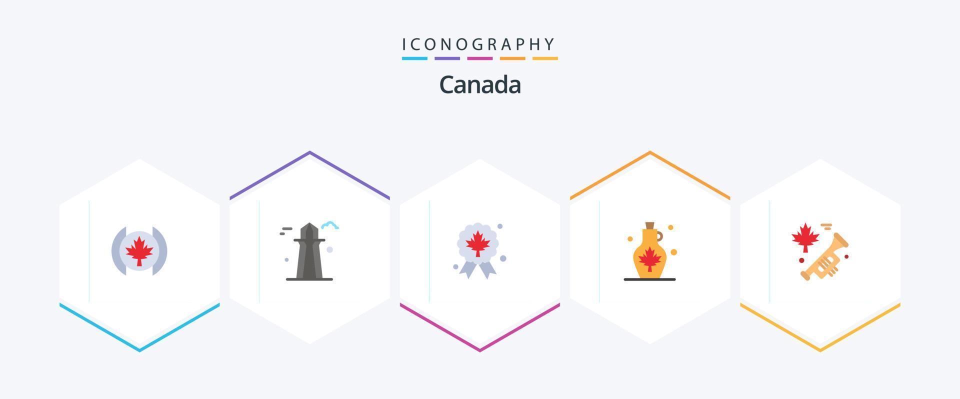 Canada 25 vlak icoon pak inclusief spreker. blad. prijs. water pot. waterkoker vector