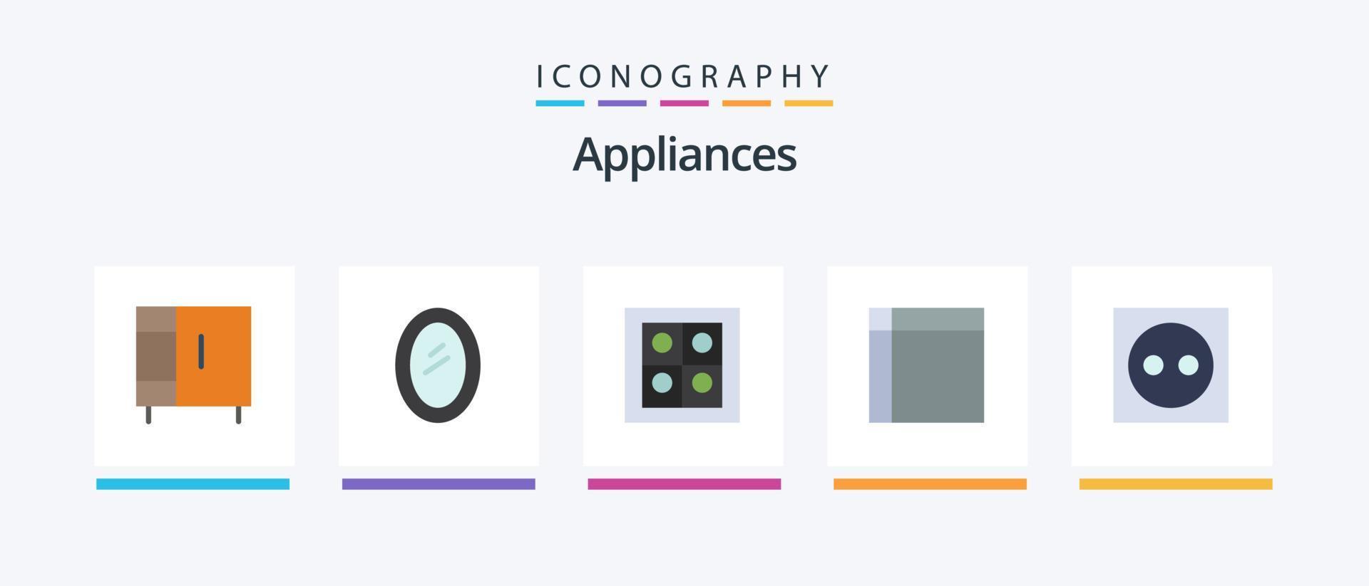huishoudelijke apparaten vlak 5 icoon pak inclusief appartement. huis waren. spiegel. huis. huishoudelijke apparaten. creatief pictogrammen ontwerp vector