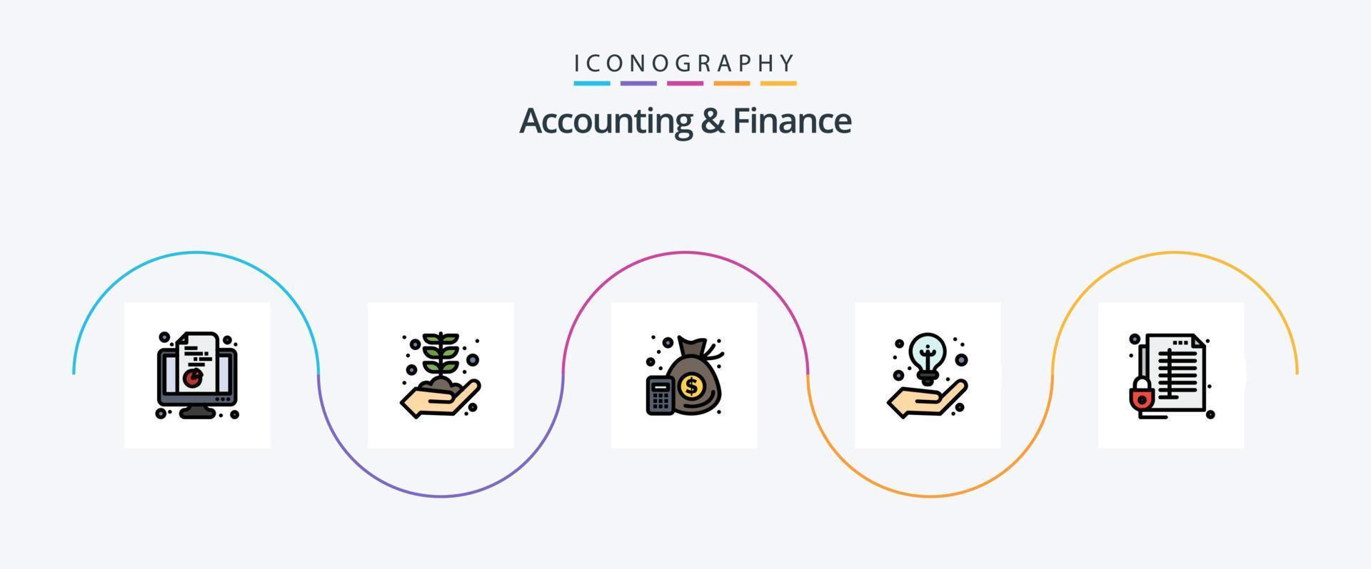 accounting en financiën lijn gevulde vlak 5 icoon pak inclusief op slot doen. strategie. groei. idee. geld vector