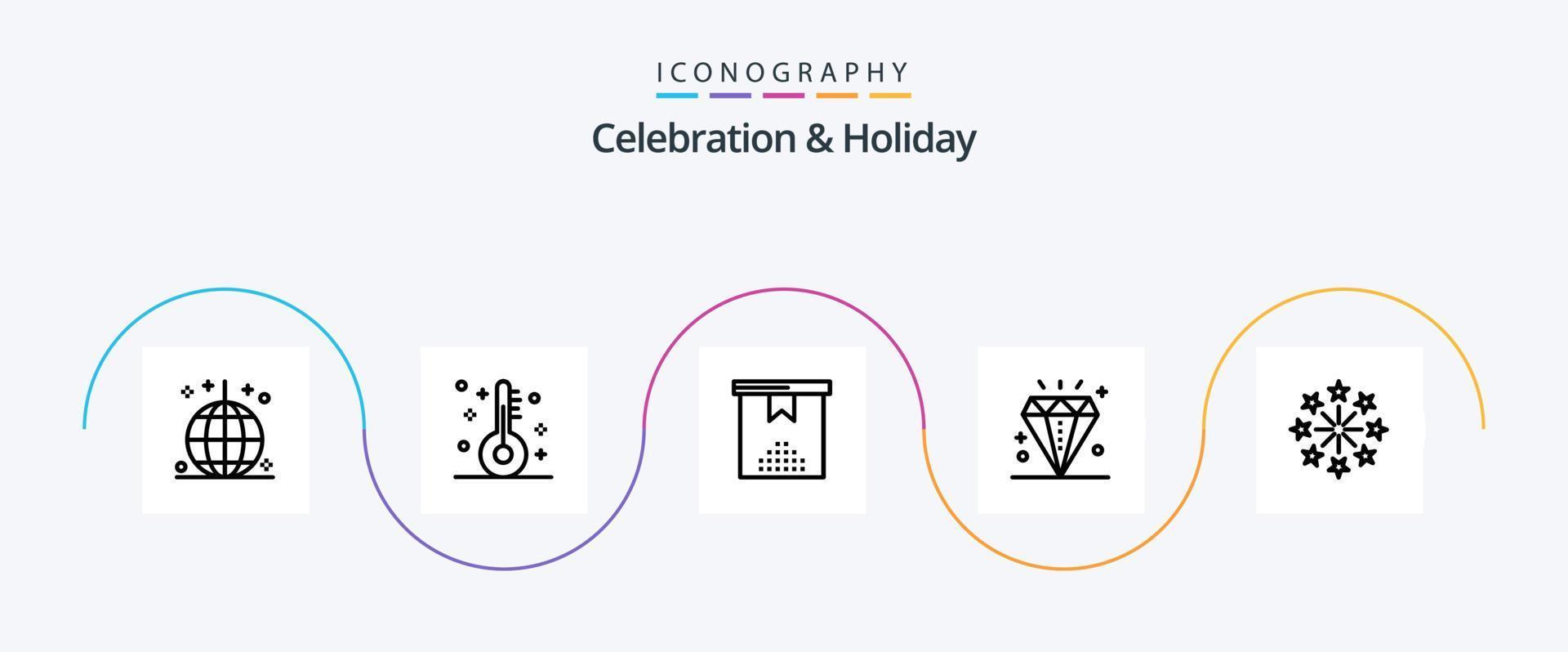 viering en vakantie lijn 5 icoon pak inclusief viering. evenement. thermometer. diamant. Cadeau vector