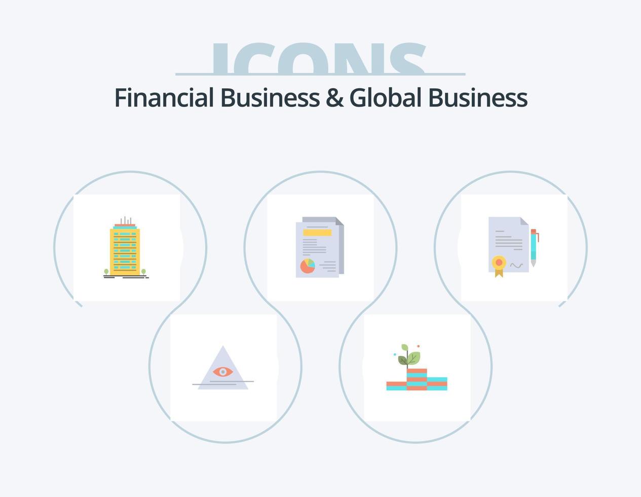 financieel bedrijf en globaal bedrijf vlak icoon pak 5 icoon ontwerp. certificaat. presentatie. uitbouwen rapport. bladzijde vector