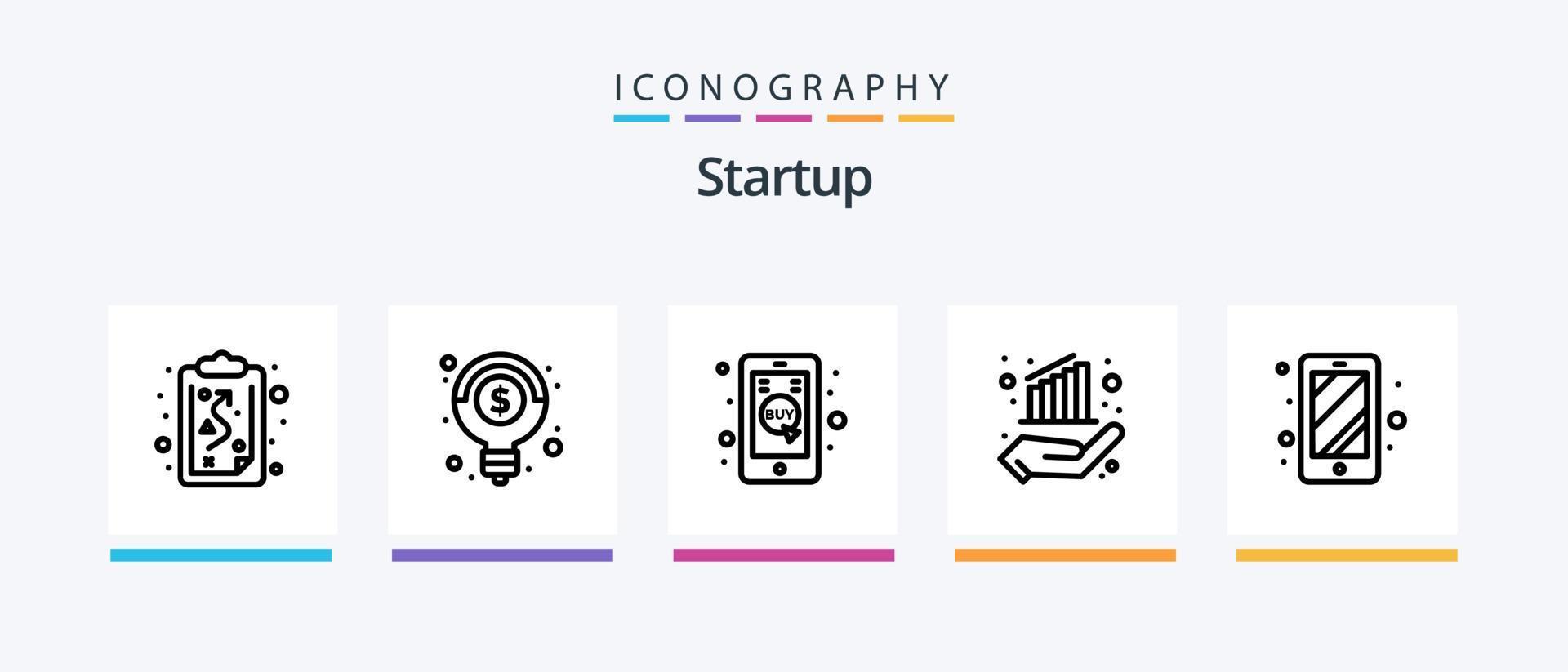 opstarten lijn 5 icoon pak inclusief vlag. visie. Klik mobiel. Look. wereldbol. creatief pictogrammen ontwerp vector