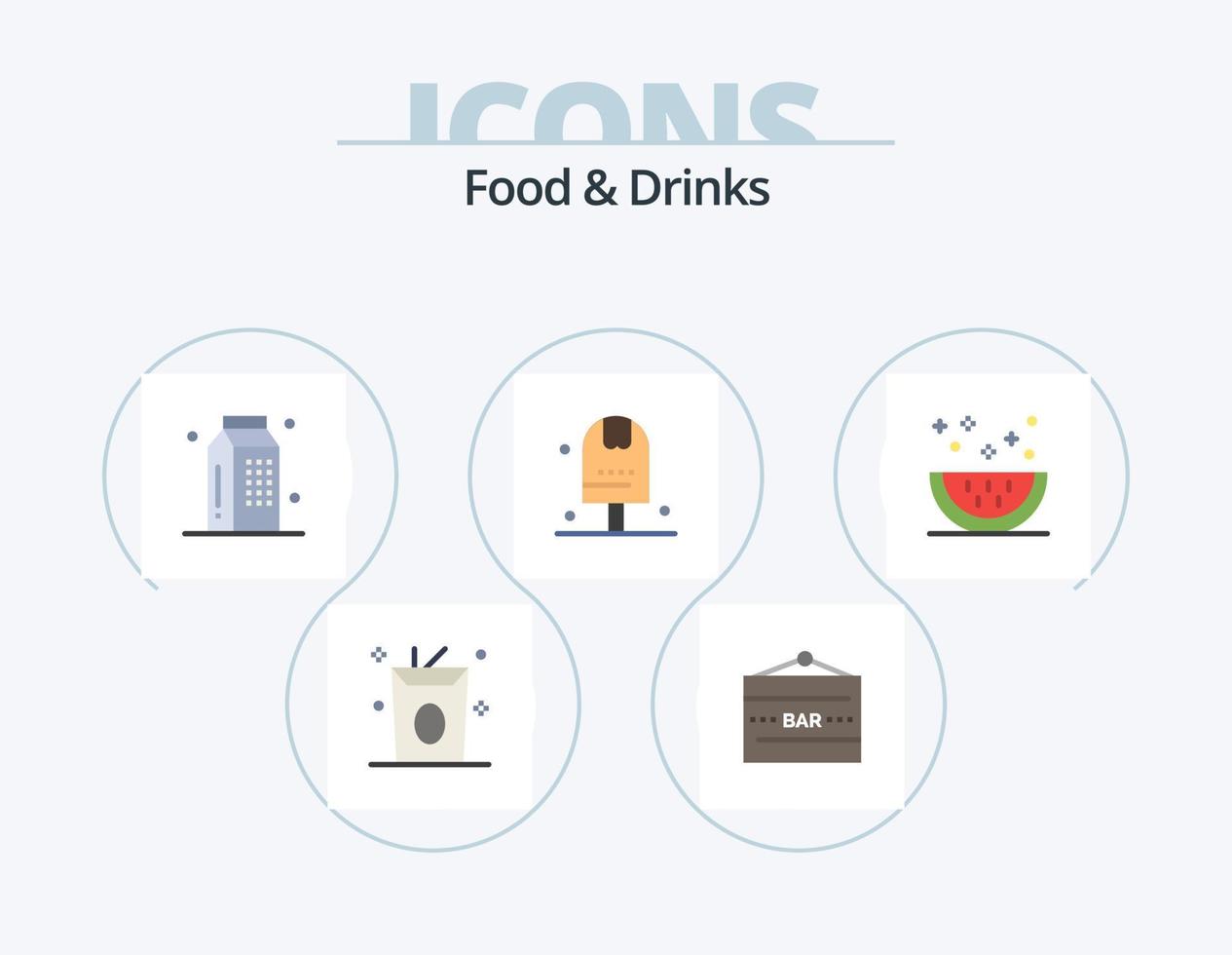 voedsel en drankjes vlak icoon pak 5 icoon ontwerp. keuken. gedaan. voedsel en drankje. en. maaltijd vector