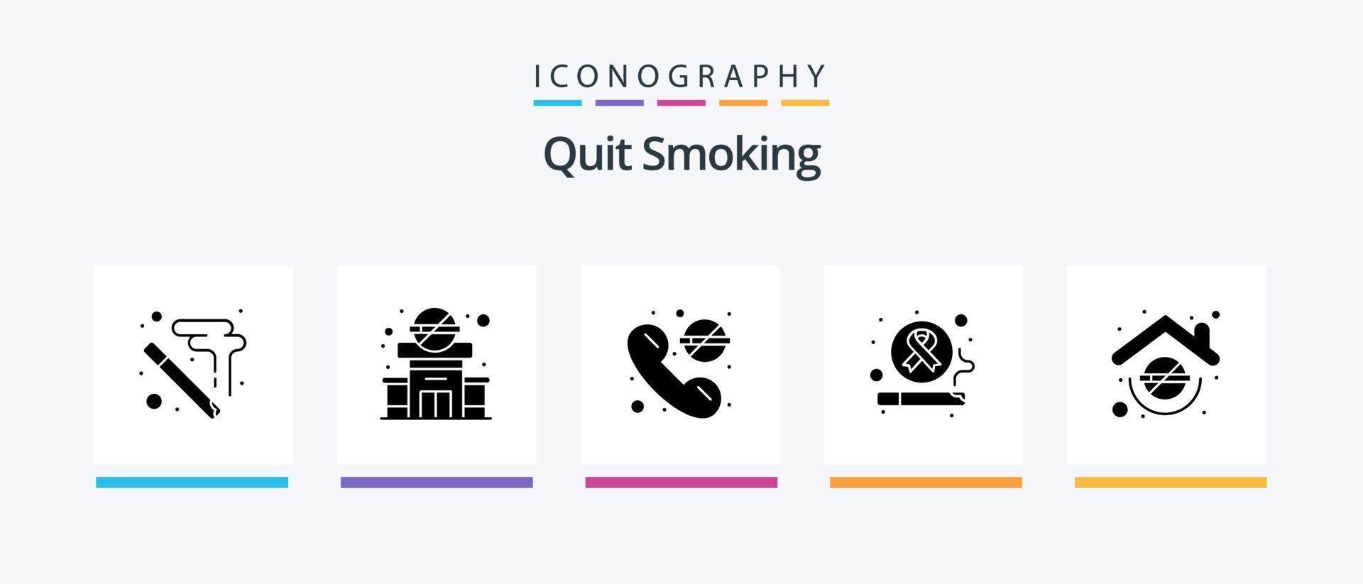 stoppen roken glyph 5 icoon pak inclusief roken. gewoonte. niet toegestaan. kanker. Nee. creatief pictogrammen ontwerp vector