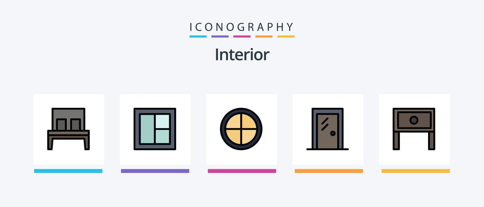 interieur lijn gevulde 5 icoon pak inclusief . meubilair. meubilair. lade. garderobe. creatief pictogrammen ontwerp vector