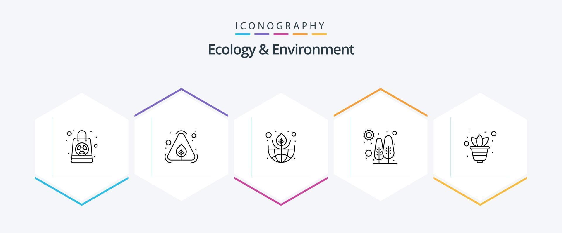 ecologie en milieu 25 lijn icoon pak inclusief groeien. zon. aarde. fabriek. groei vector