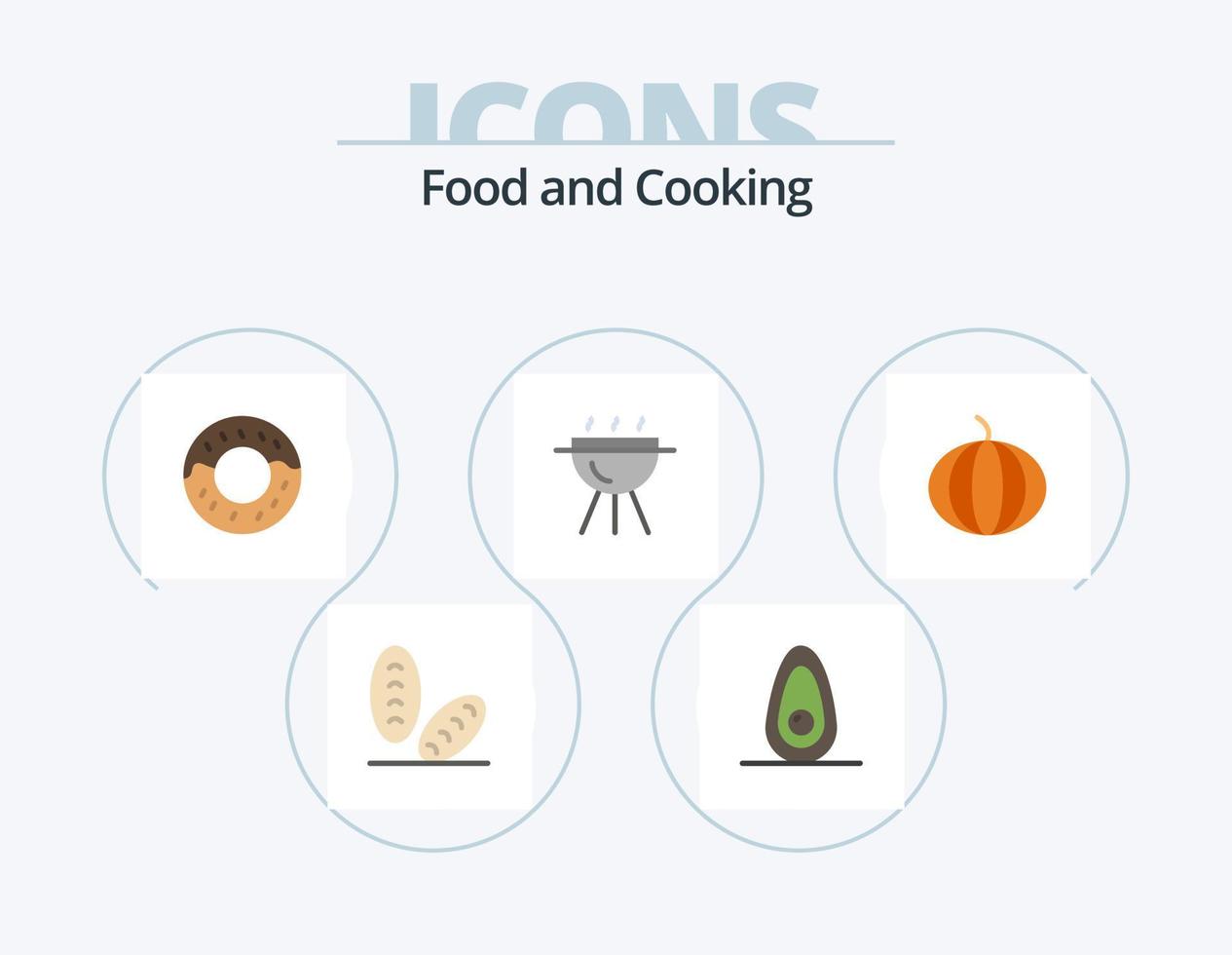 voedsel vlak icoon pak 5 icoon ontwerp. . barbecue. groente vector