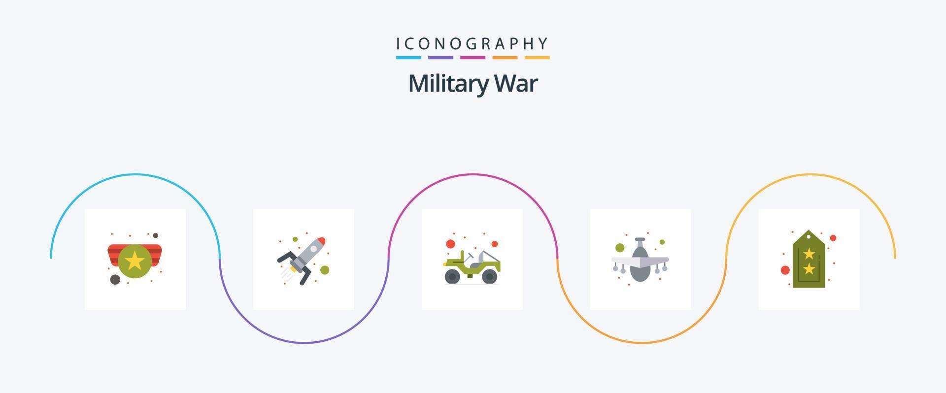 leger oorlog vlak 5 icoon pak inclusief opleiding. leger. jeep. vechter Jet. vliegtuig vector