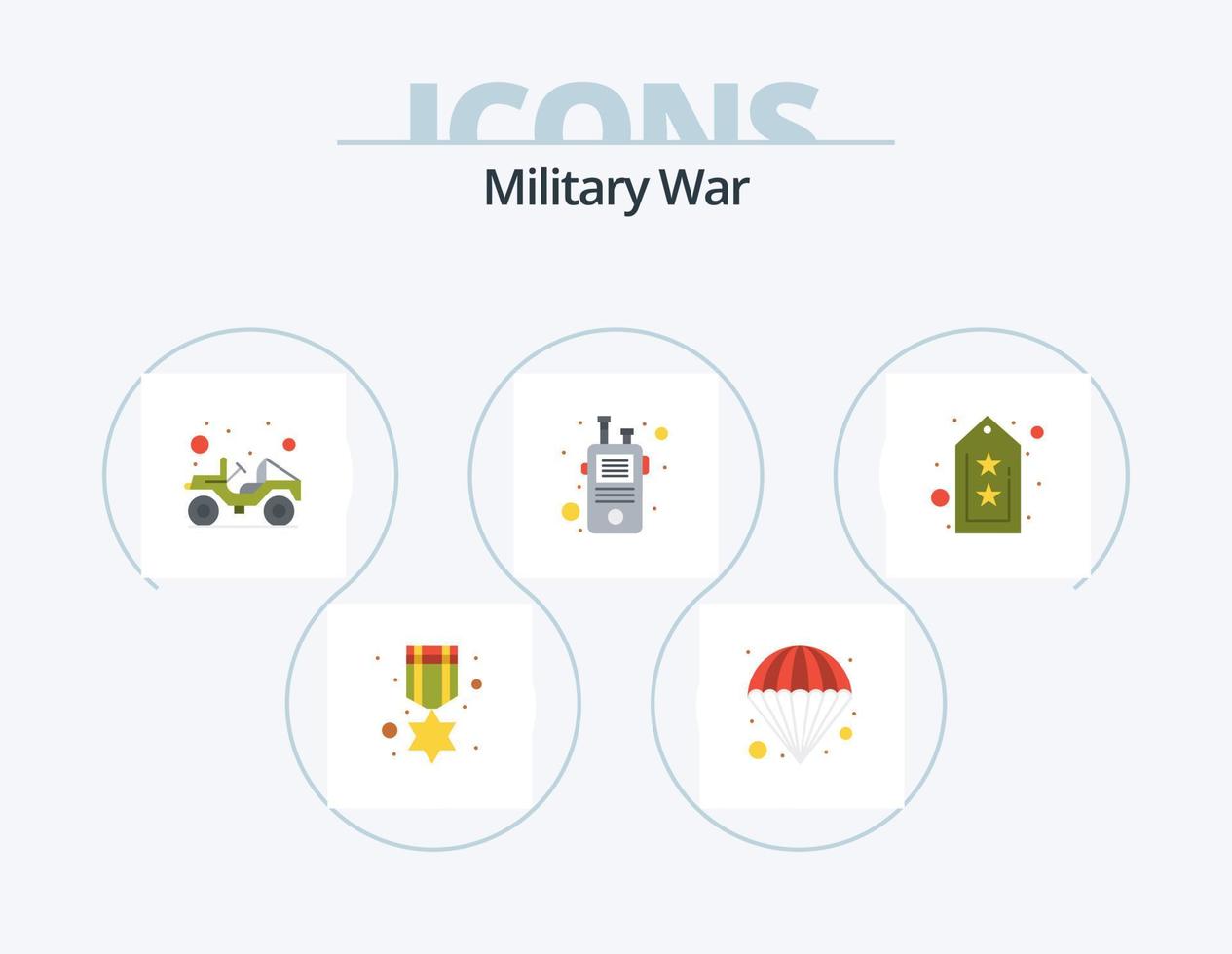 leger oorlog vlak icoon pak 5 icoon ontwerp. opleiding. walkie. jeep. talkie. communicatie vector