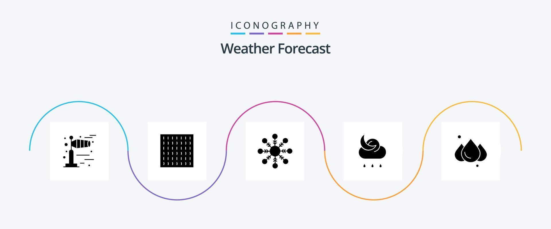 weer glyph 5 icoon pak inclusief . het weer. sneeuwvlok. regenachtig. weer vector