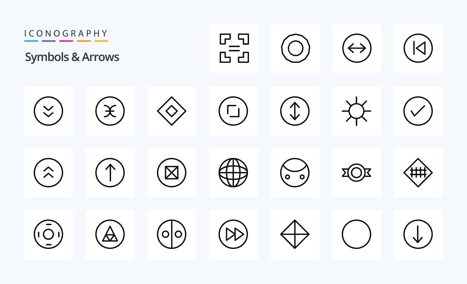 25 symbolen pijlen lijn icoon pak vector