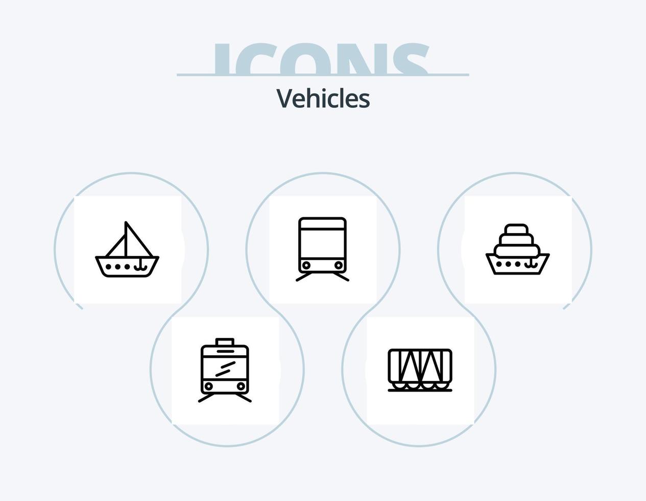 voertuigen lijn icoon pak 5 icoon ontwerp. . vervoer. trolley bus. ski. kabel vector