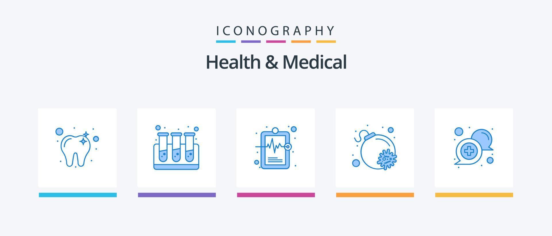 Gezondheid en medisch blauw 5 icoon pak inclusief steun. medisch. ziekte. communicatie. virus. creatief pictogrammen ontwerp vector