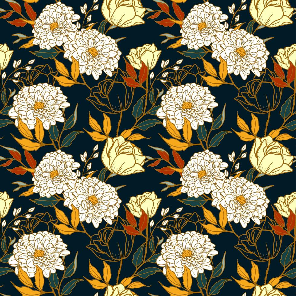 naadloze patroon van bloemenconcept met vintage stijl vector