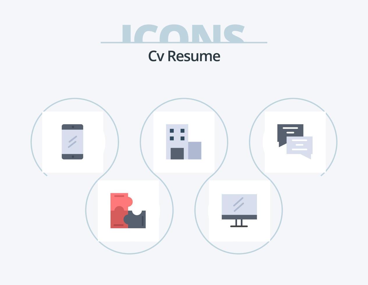 CV hervat vlak icoon pak 5 icoon ontwerp. . onderwijs. chatten. chatten. school- vector